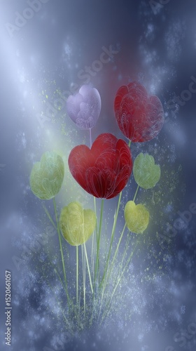 Heart-shaped flower bouquet in pastel colors