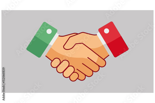 Handshaking with Colored Sleeves Flat Illustration