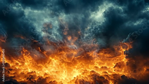 Wallpaper Mural Fiery inferno beneath stormy clouds Torontodigital.ca