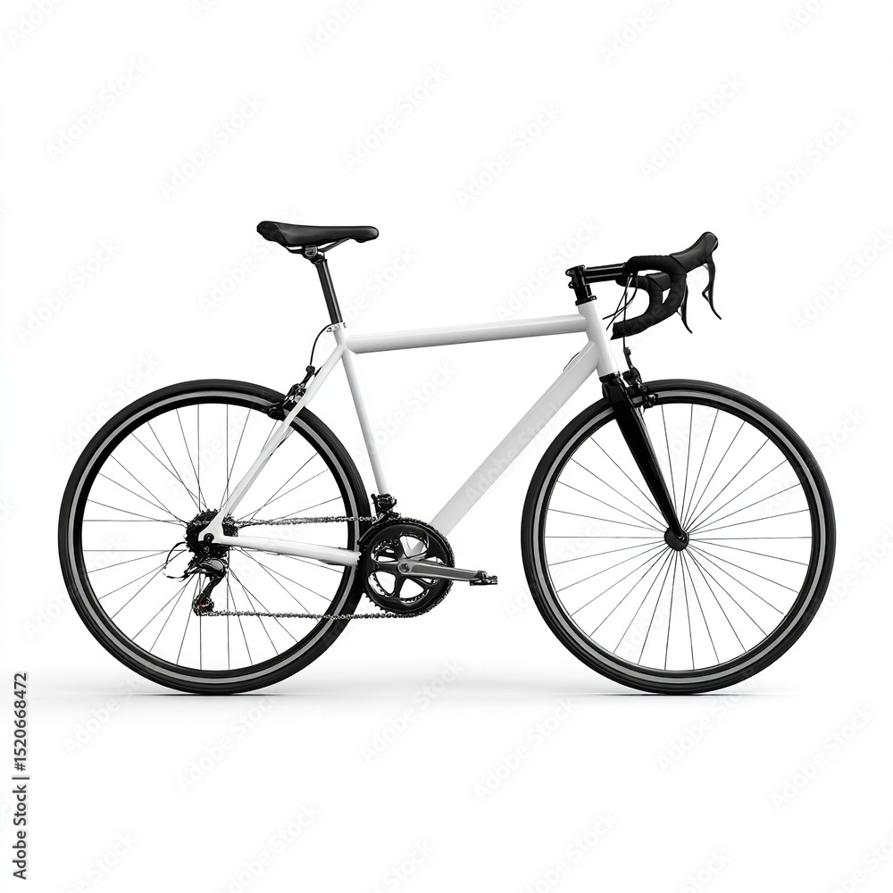 Fototapeta premium White road bike bicycle racing cycle speed fitness exercise transportation vehicle equipment gear sport 100char