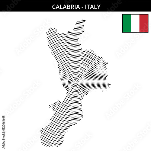 Small circular dotted map of calabria in Italy