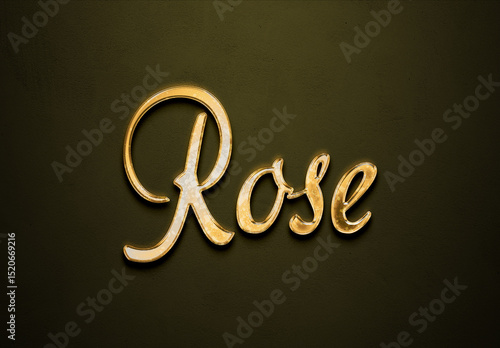 Old gold text effect of name Rose with 3D glossy style Mockup.