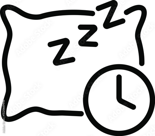 Sleep time icon pillow and clock rest and relaxation bedtime snooze nap dreamland sleep well good night