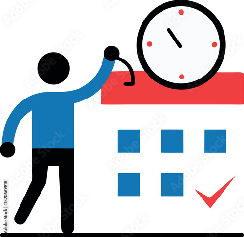 Minimal Illustration of a Calendar Turning Into a Clock