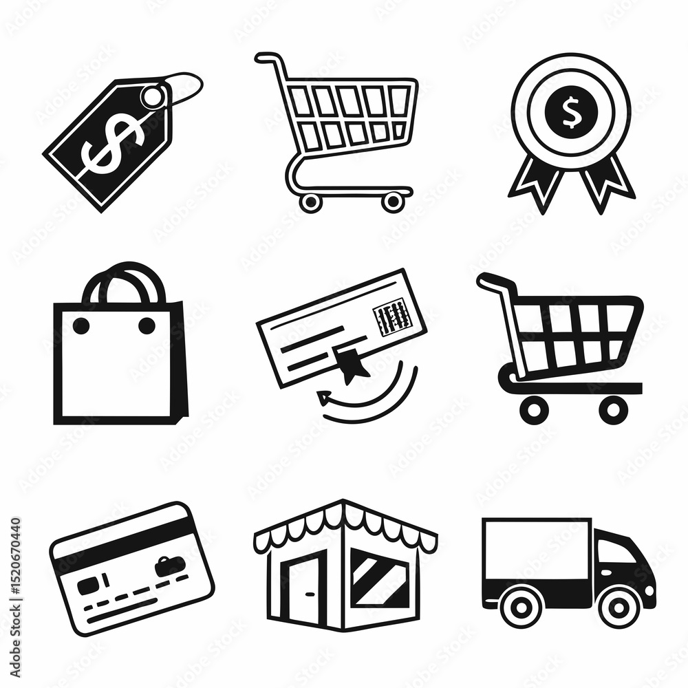 E-commerce & Online Shopping Icons – Black Vector Pack
E-commerce & Online Shopping Icons – Black Vector Pack