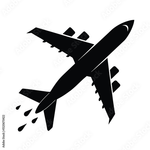 Airplane during turbulence vector silhouette  
