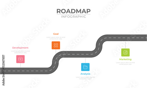 Business roadmap timeline infographic concept. with icons and 6 options, Corporate milestones graphic elements. workflow layout, diagram, report, web design. Creative, vector