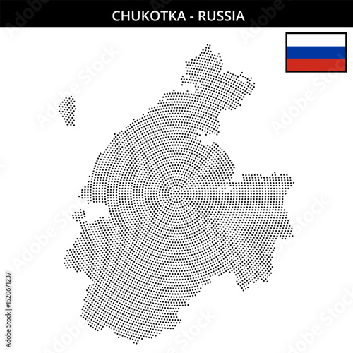 Small circular dotted map of Chukotka in Russia