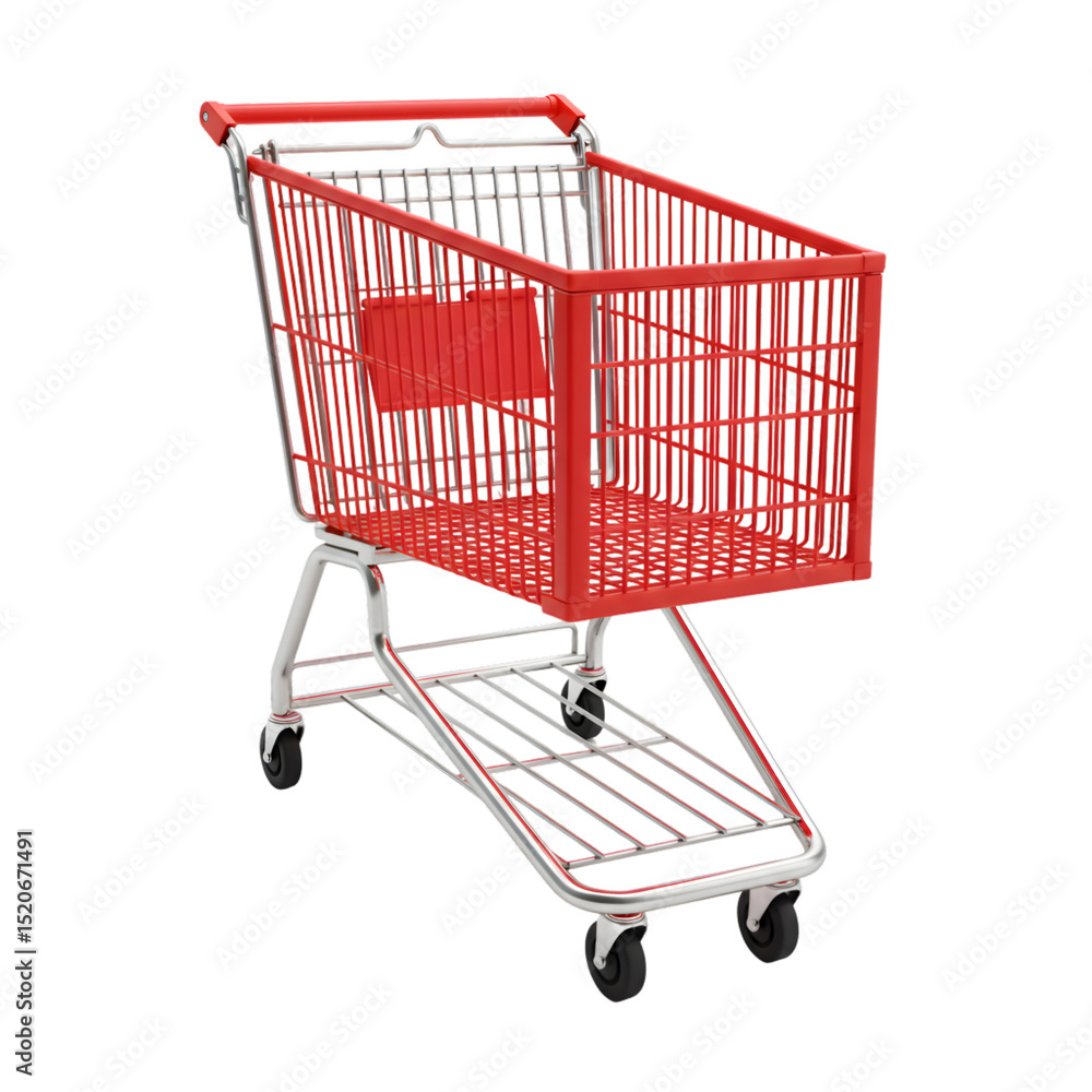Red Shopping Cart on White Background transparent background Red Shopping Cart on White Background transparent background