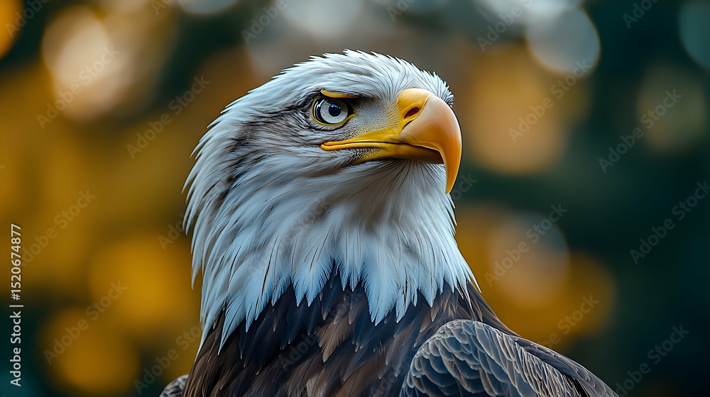 Fototapeta premium Close-up view of an eagle's head and neck.