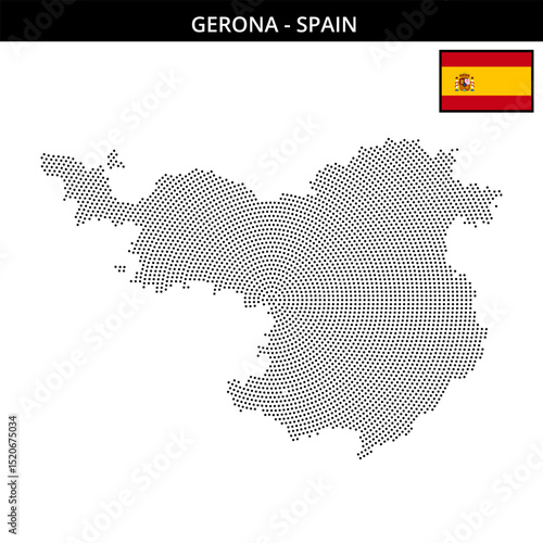 Small circular dotted map of gerona in Spain