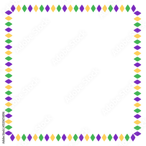 Vibrant Square Border with Purple Gold and Green Diamond Shapes