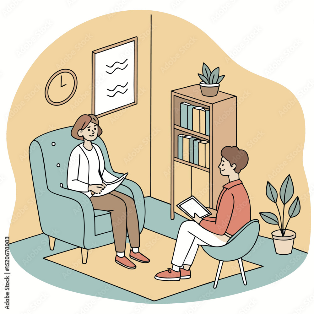 Fototapeta premium Therapist and patient in a cozy counseling room