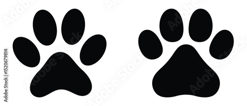 Pet paw . footprints Pet paw, Heart with pet paw print dog cat icon, vector illustration