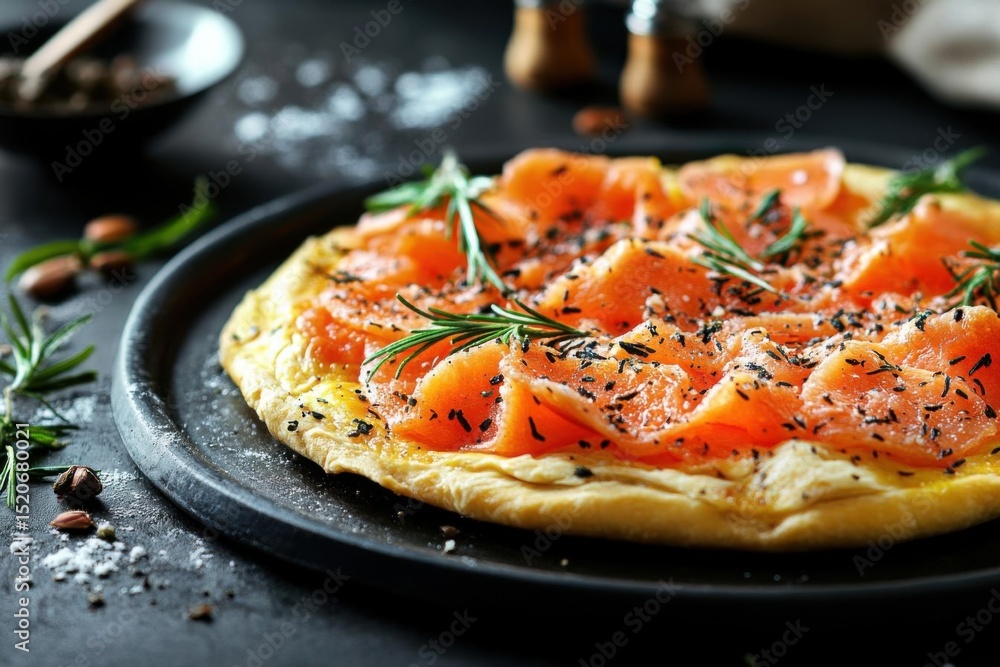 Enjoy Delicious Smoked Food Flatbread with Fresh Rosemary and Aromatic Sprinkling Enjoy Delicious Smoked Food Flatbread with Fresh Rosemary and Aromatic Sprinkling