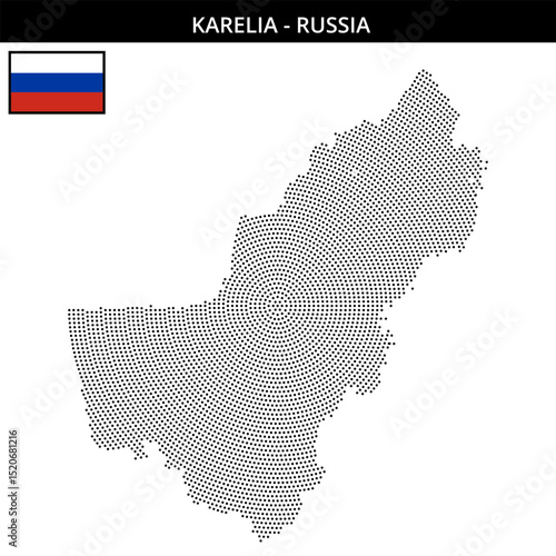 Small circular dotted map of Karelia in Russia