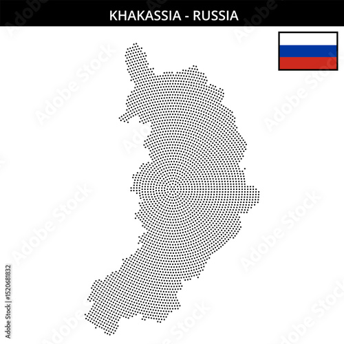Small circular dotted map of Khakassia in Russia