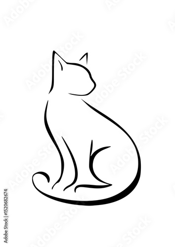 Minimalist Cat Line Art / Elegant Cat Outline Icon