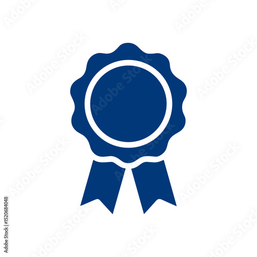 Blue award ribbon seal of excellence icon illustration element