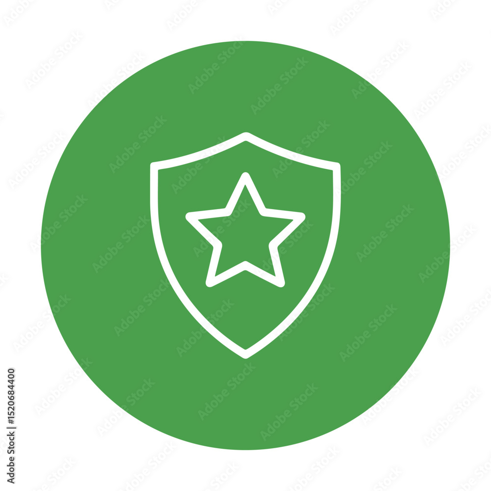 Green shield with star emblem icon illustration element Green shield with star emblem icon illustration element