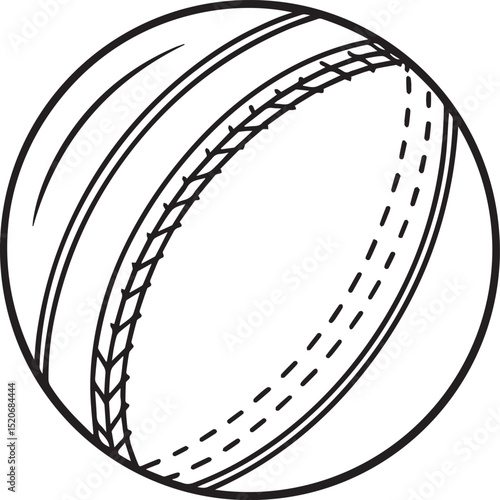 Cricket ball outline vector illustration, line art