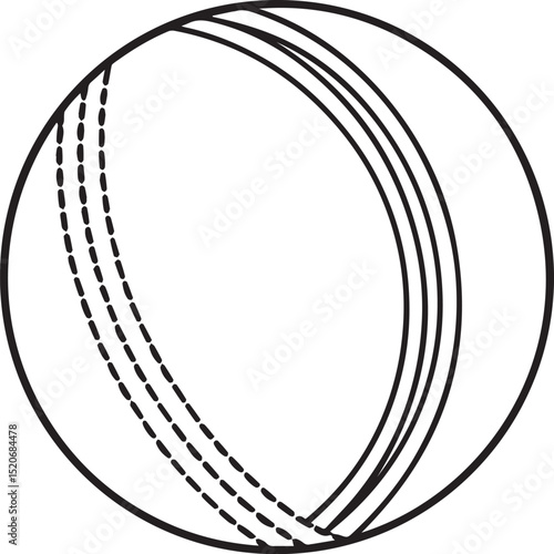 Cricket ball outline vector illustration, line art