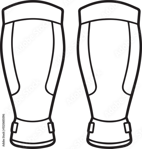Leg pads outline vector illustration, line art
