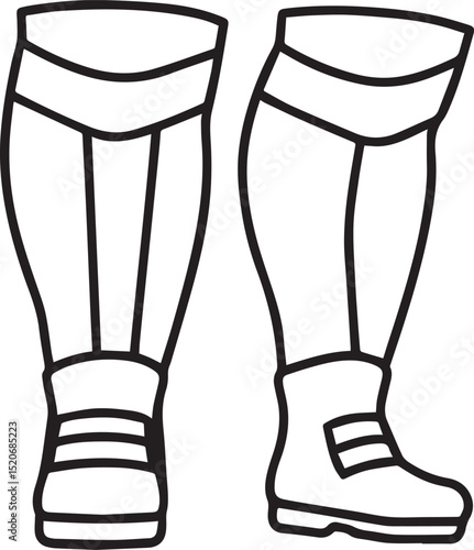 Leg pads outline vector illustration, line art
