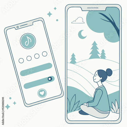 Mindfulness meditation app UI vector