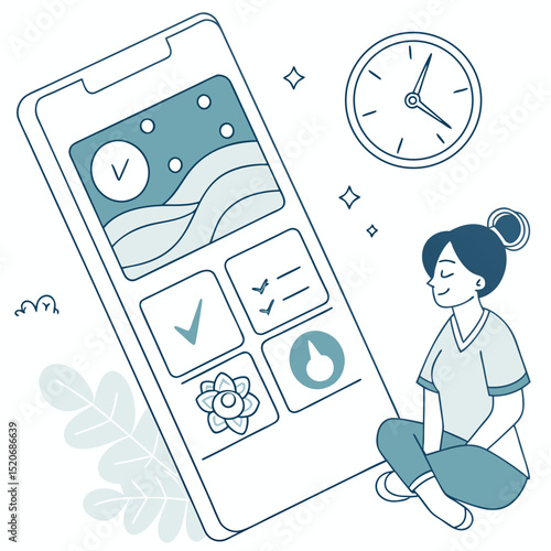 Mindfulness meditation app UI vector