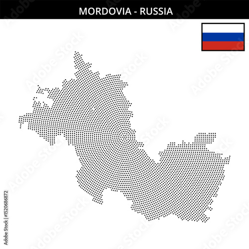 Small circular dotted map of Mordovia in Russia