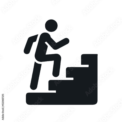 Icon of a person running up stairs in a minimalist style  