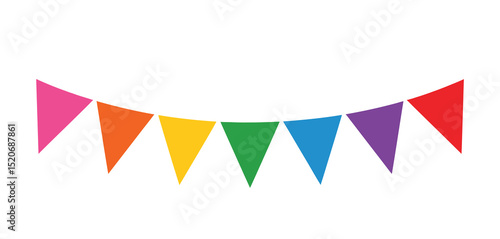 Colorful Rainbow Bunting Flags Festive Party Decoration