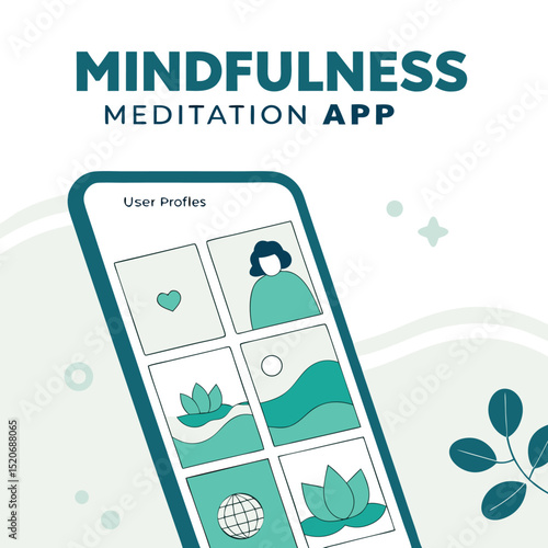 Mindfulness meditation app UI vector