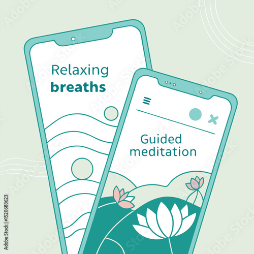Mindfulness meditation app UI vector