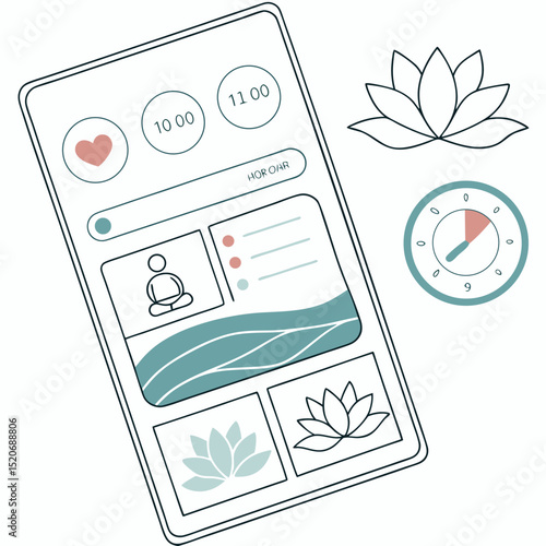 Mindfulness meditation app UI vector