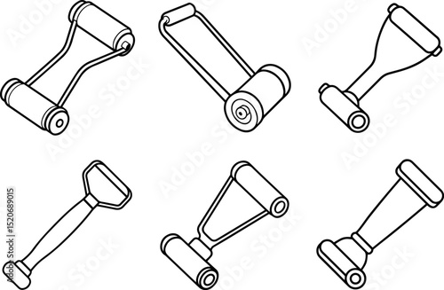 Set of Outline of Jade Roller Vector Illustration, Line Art