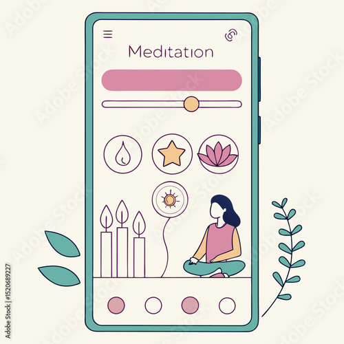 Mindfulness meditation app UI vector