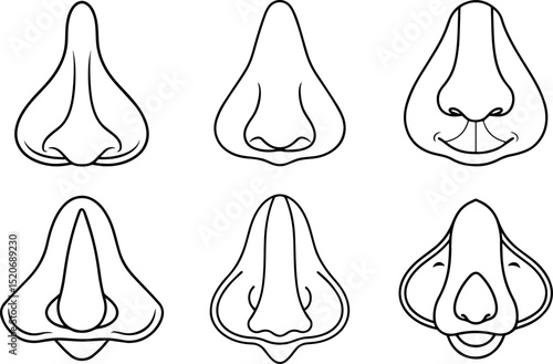 Set of Nose Strip Outline Vector Illustration, Line Art
