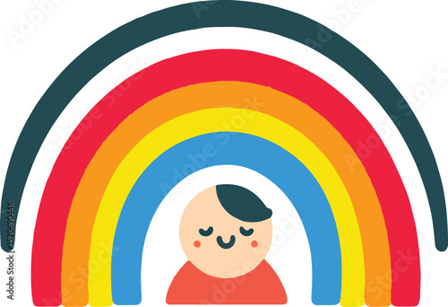 logo with an illustrated rainbow in a spectrum of colors, representing a children's daycare's joy and diversity