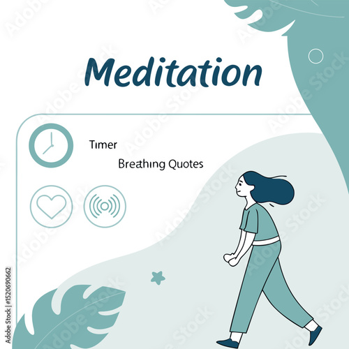 Mindfulness meditation app UI vector