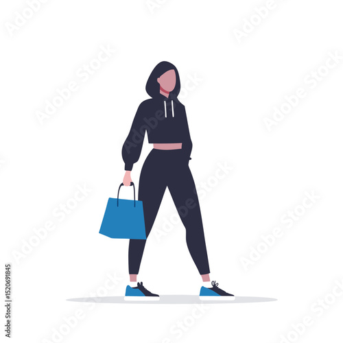 a woman in a trendy outfit carrying a designer shopping bag