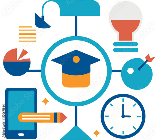 Education Themed Illustration Combining Time Money