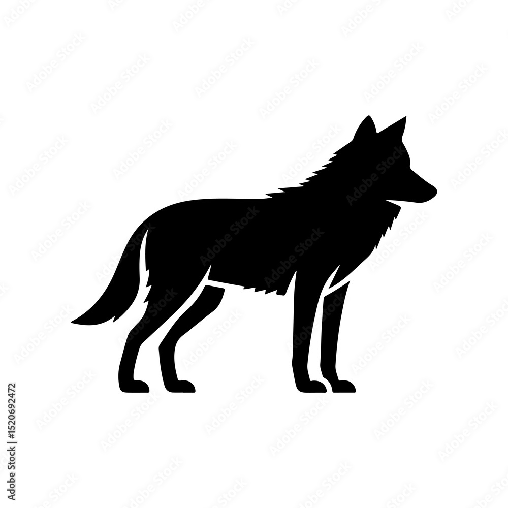 Black Silhouette of a Wolf Black Silhouette of a Wolf