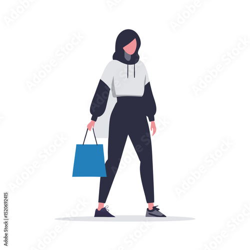 a woman in a trendy outfit carrying a designer shopping bag