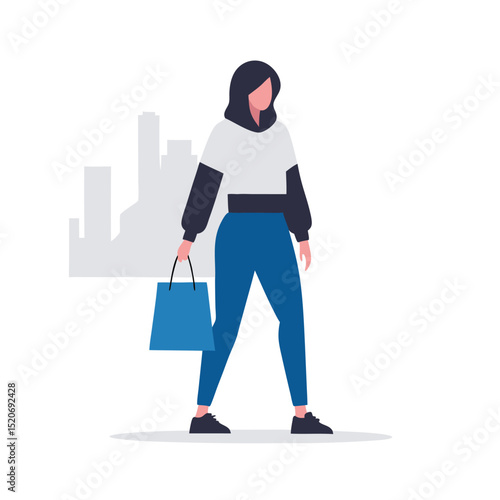 a woman in a trendy outfit carrying a designer shopping bag