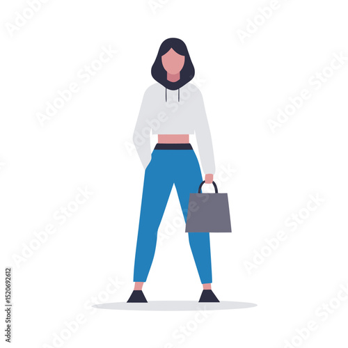a woman in a trendy outfit carrying a designer shopping bag