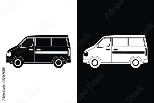 Wagon and Minivan Icon. Bold Car Silhouette on White Background