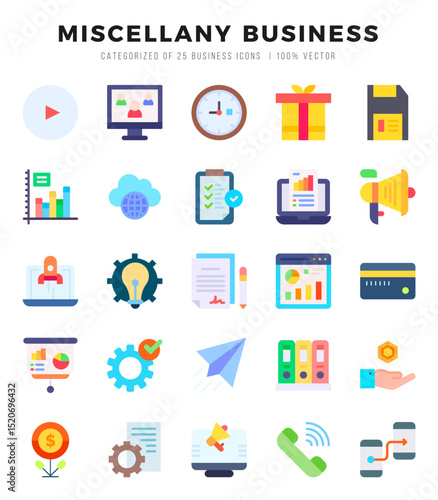 Set of Miscellany Business Icons. Simple line art style icons pack.for website and mobile site and apps.