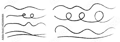 Crayon or marker scribbles. Line brush marker scribble sketch underline. Black vector marker and brush strokes. Vector illustration 